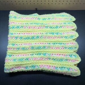 Small Easter theme colors hand knit baby/lap blanket grandmacore 36"x32"